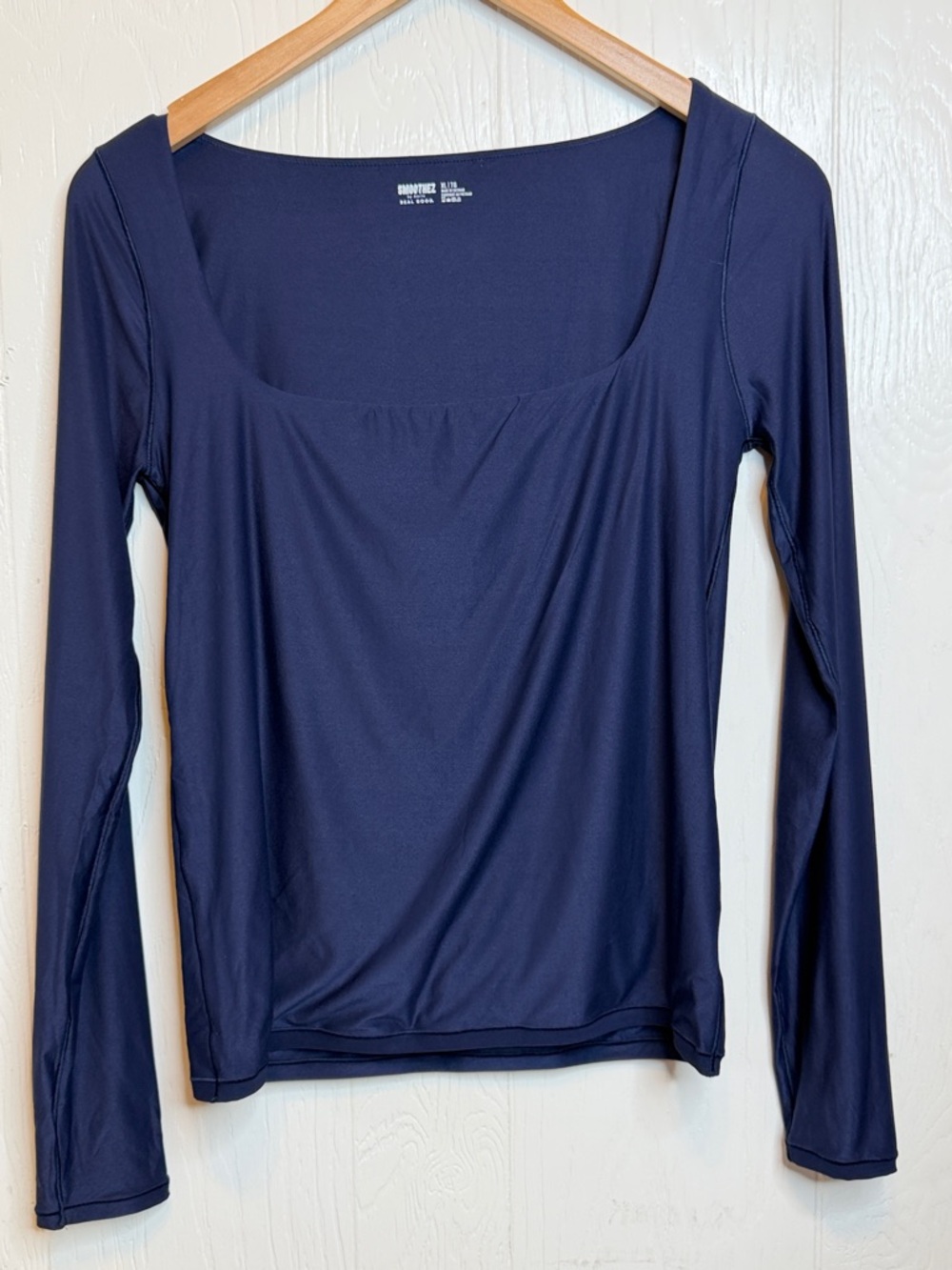 Smoothez by Aerie Long-Sleeve Square Neck Top in Navy